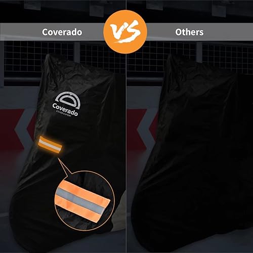 Vista 40 de Coverado - Funda impermeable para motocicleta para exteriores, protección para todo tipo de clima, con agujeros de bloqueo y reflector nocturno