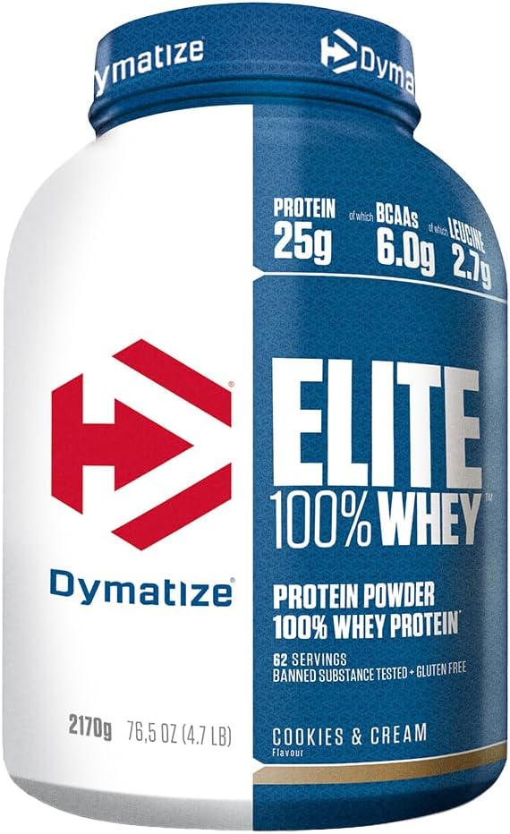 Elite 100% Whey Cookies & Cream 2170g - High Protein Low Sugar Powder + Whey Protein and BCAAs