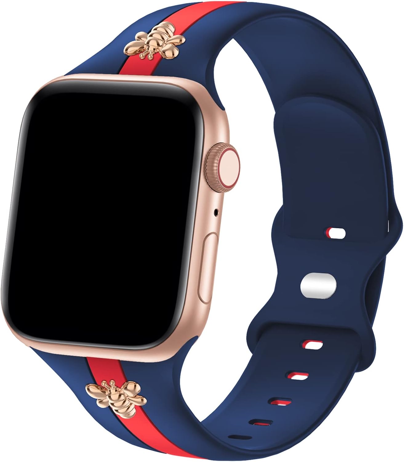 Bagoplus Designer Band with Bee Decor Compatible with Apple Watch Band 44mm 38mm 45mm 40mm 42mm 41mm 49mm Women Men, Silicone Sport Strap Wristbands for iWatch Apple Watch Series 8 7 6 5 4 3 2 1 SE Ultra