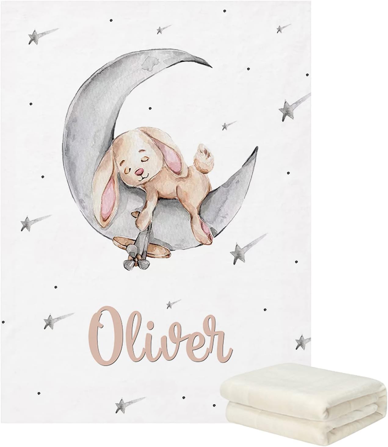 Bunny Moon Baby Crib Sheet Set, Rabbit Crib Sheets, Personalized Fitted Crib Bedding, Crib Mattress Sheets, Standard Size, 3 Pieces