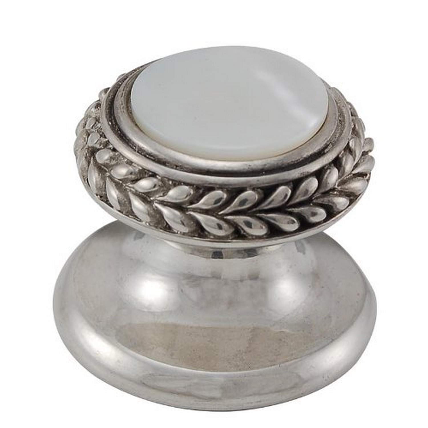 Vicenza DesignsVicenza Designs K1146 Mother of Pearl Gioiello Round Stone Insert Style 7 Knob, Small, Polished Silver