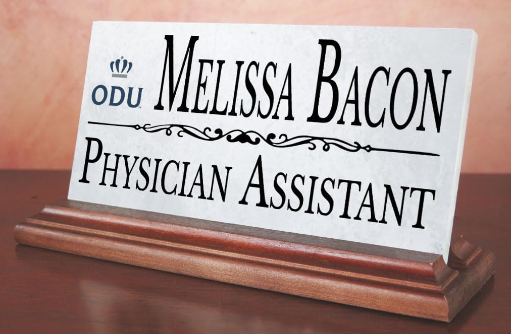 Old Dominion University Nameplate – Personalized Marble Desk Name Plate with Hardwood Base – Custom Graduation Gift for ODU Monarchs Alumni, Students, or Professionals – Officially Licensed