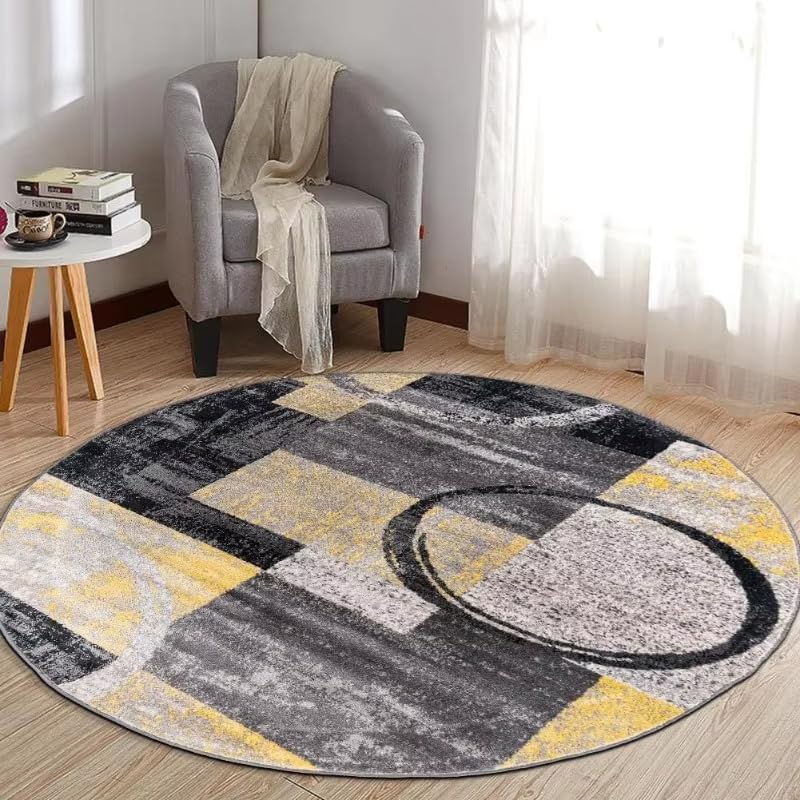 Tapis rond motif géométrique résout le manque de relief de votre bureau ou salon