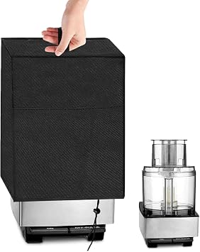 Food Processor Cover Compatible with Cuisinart, Kitchen Appliance Covers Compatible with Hamilton Beach, Dust Cover with Storage Pockets for Large 11-14 Cup Processors, Black