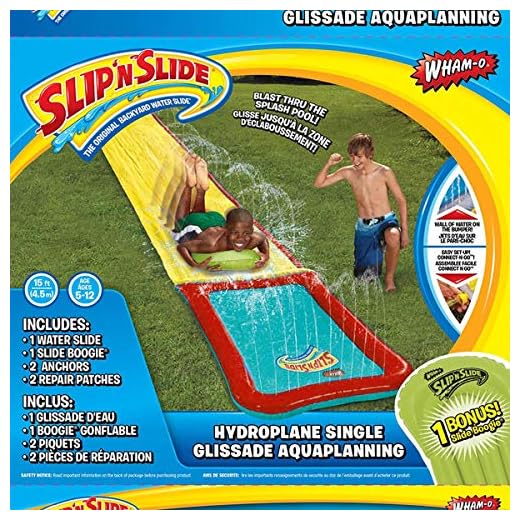 Wham-O Slip 'N Slide Hydroplane XL 18' Inflatable Waterslide Game with Large Splash Pool Zone Single Lane | Original Backyard Water Slide | Great for Outdoor Play, Kids & Adults (18 ft Long, 1 Count)