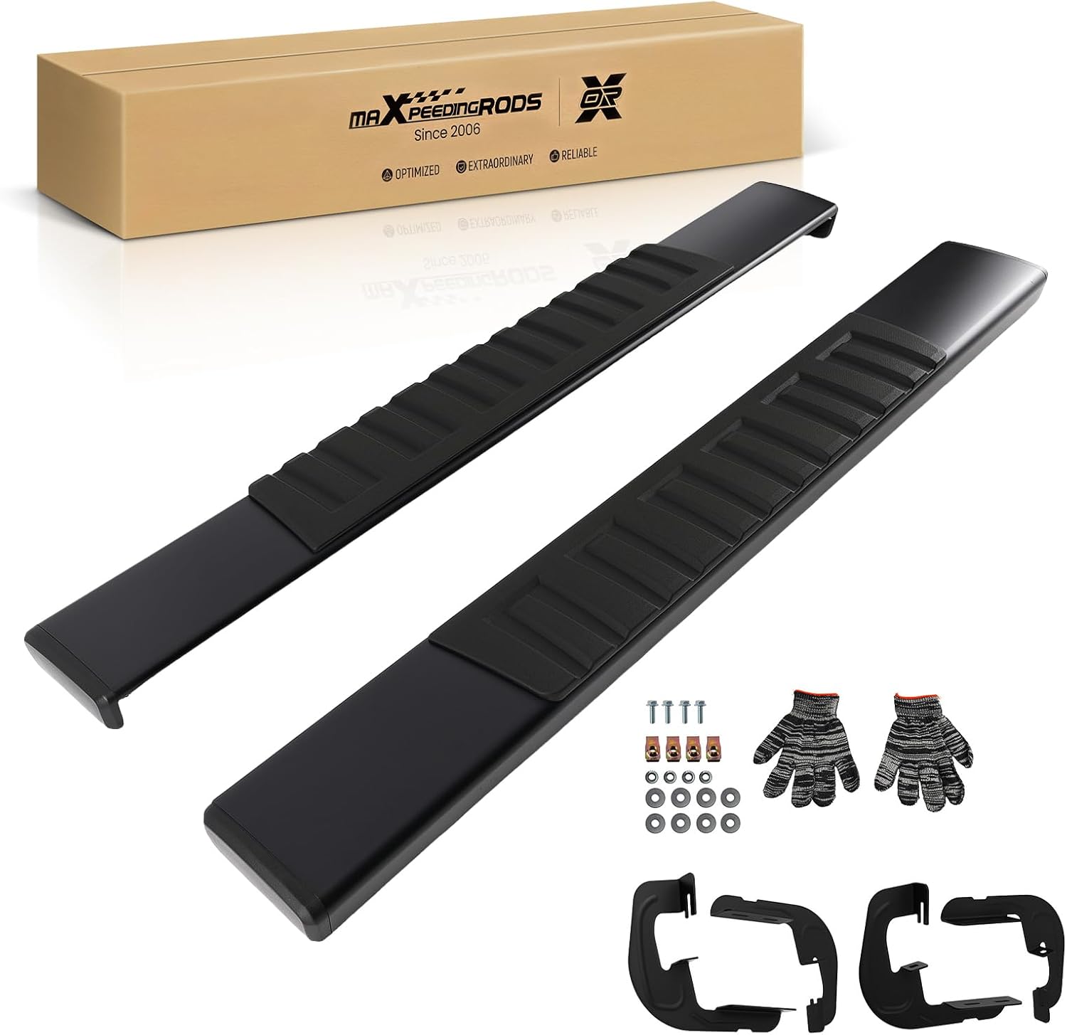 maXpeedingrods Running Boards for 2007-2018 Chevrolet Silverado/GMC Sierra 1500, 2007-2019 Silverado/Sierra 2500HD 3500HD Standard Cab, 6In Black Side Step Nerf Bar with Anti-Slip Surface, 400LBS Load