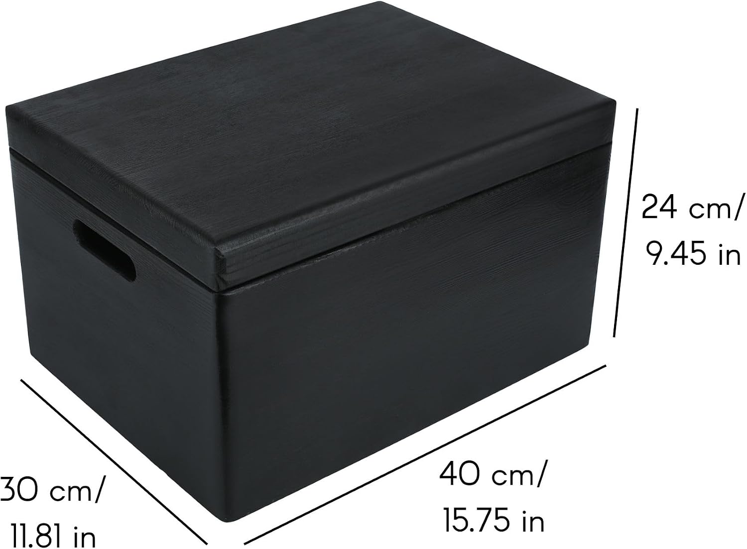 Creative Deco Large Black Wooden Box Storage with Hinged Lid image 3