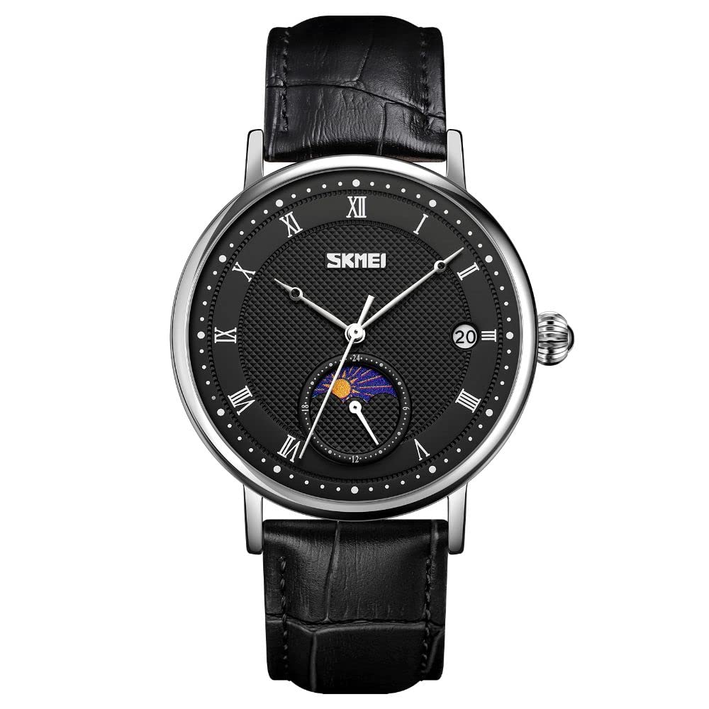 SKMEI Leather Men Quartz Analog Watch With Date Day Night Dial Long Belt Life Waterproof Watch Fashion Business Style For Men - 9308, Black (B0C38X2FHY) Amazon Price History, Amazon Price Tracker