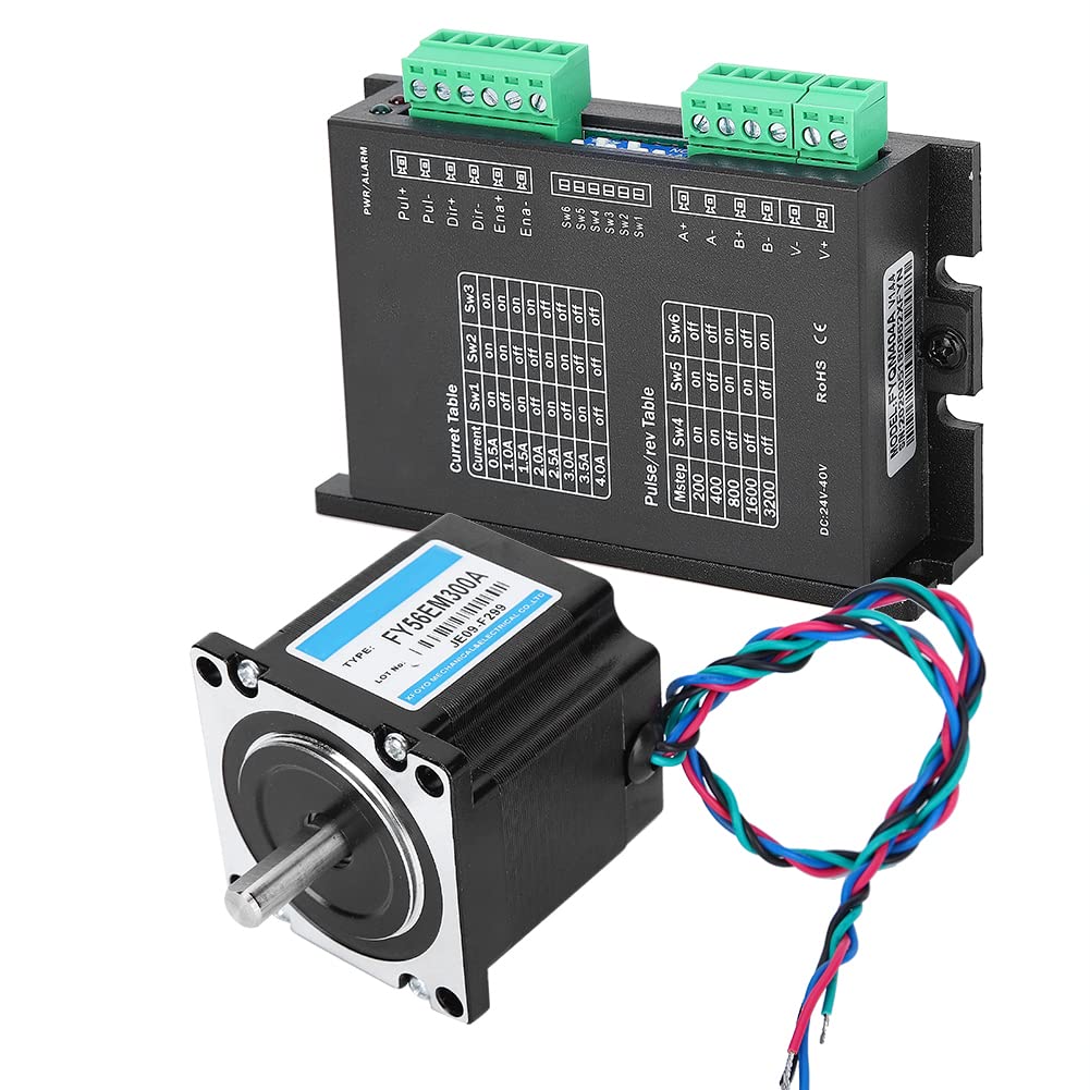 Fafeicy Motor Paso a Paso Nema 23 24V 3A Alto par 1NM 1500 RPM con Controlador Automatización Industrial para Equipos de Embalaje Láser CNC