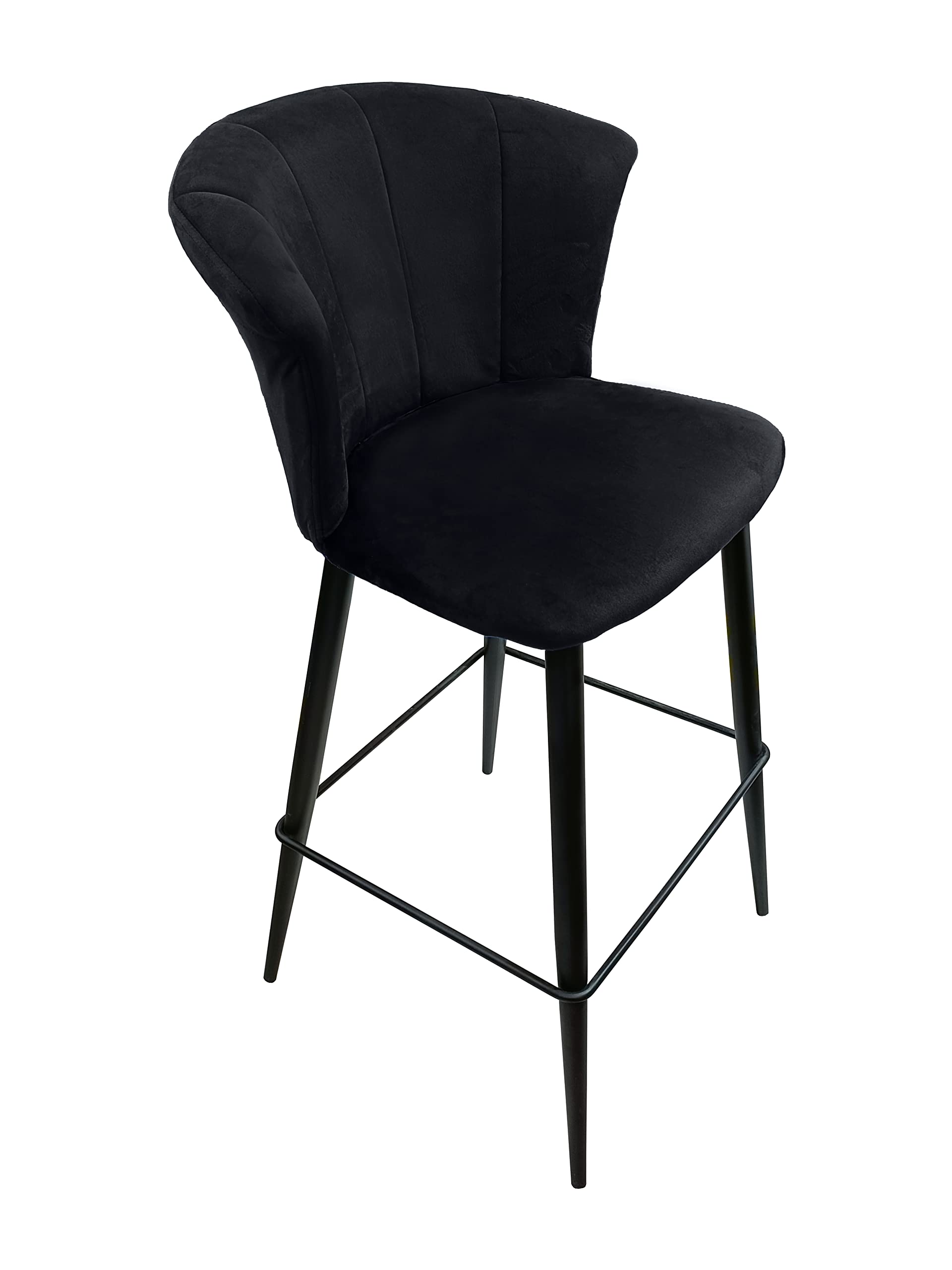 Angela - Bar Stool Kitchen Chair Flower Design Stool High Bar Chair Modern Design With Strong Base (Black)