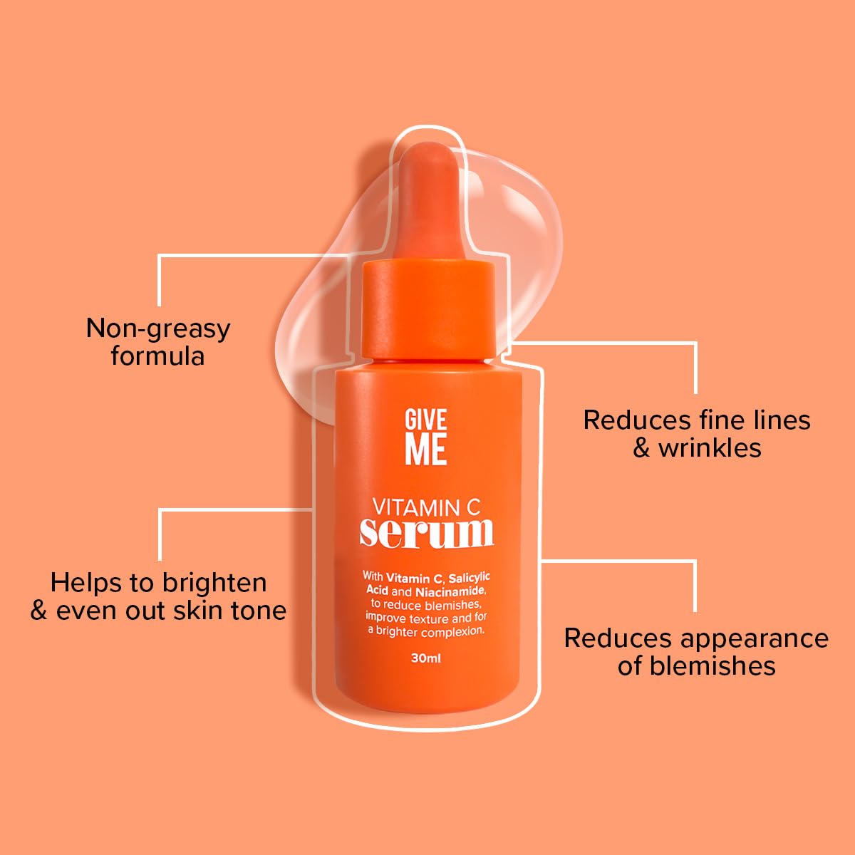 Give Me Cosmetics, 10% Vitamin C Serum for Face with Salicylic Acid, Niacinamide, and Skin Boosting Peptides, Anti Ageing - Image 2