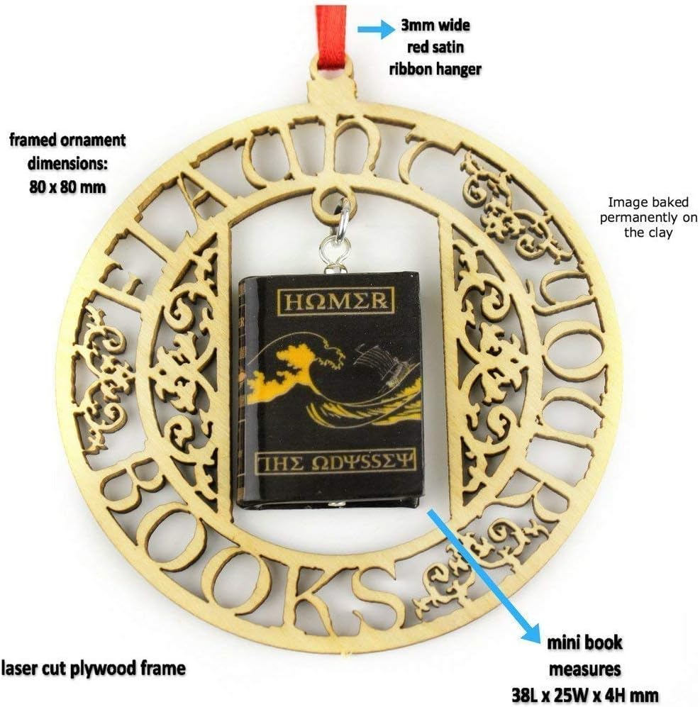 The Odyssey Homer Clay Mini Book Framed Ornament Home Wall Decoration Trim Adornment Trinket Favor