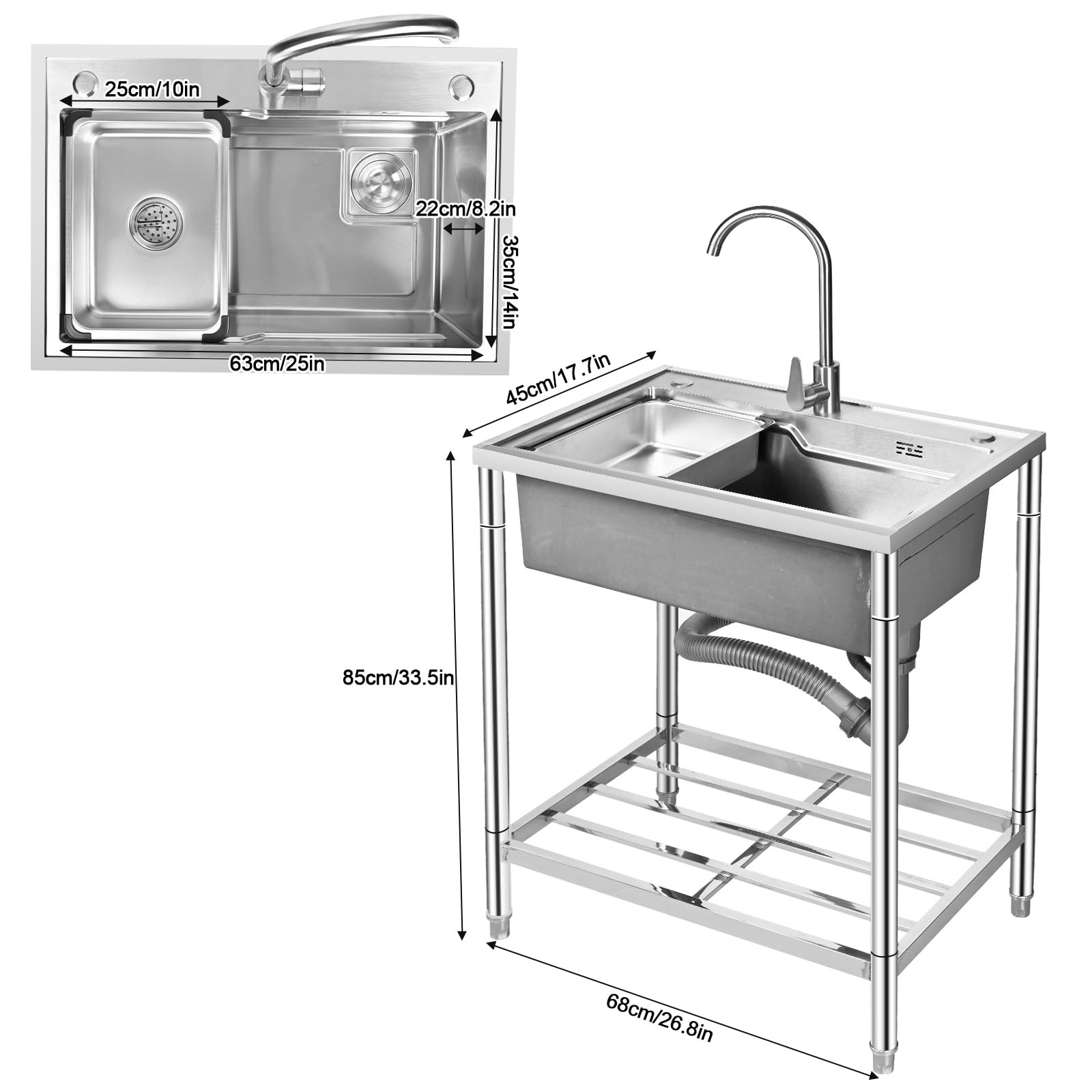 Lavelli per Lavaggio, lavello di Servizio in Acciaio Inossidabile, lavello Commerciale per Catering Indipendente, lavello da Cucina Industriale per Catering di ristoranti, lavelli da campegg