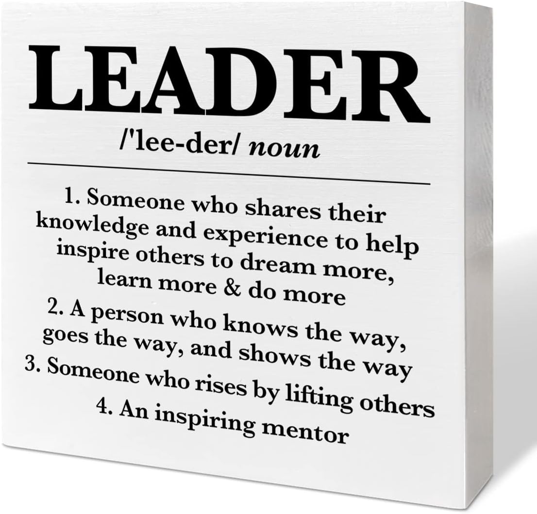 Leader Gifts for Women Men, Thank You Appreciation Gifts for Leader Boss Mentor Teachers, Leader Retirement Birthday Christmas Gifts, Someone Who Shares Their Knowledge, Wooden Box Sign Desk Decor