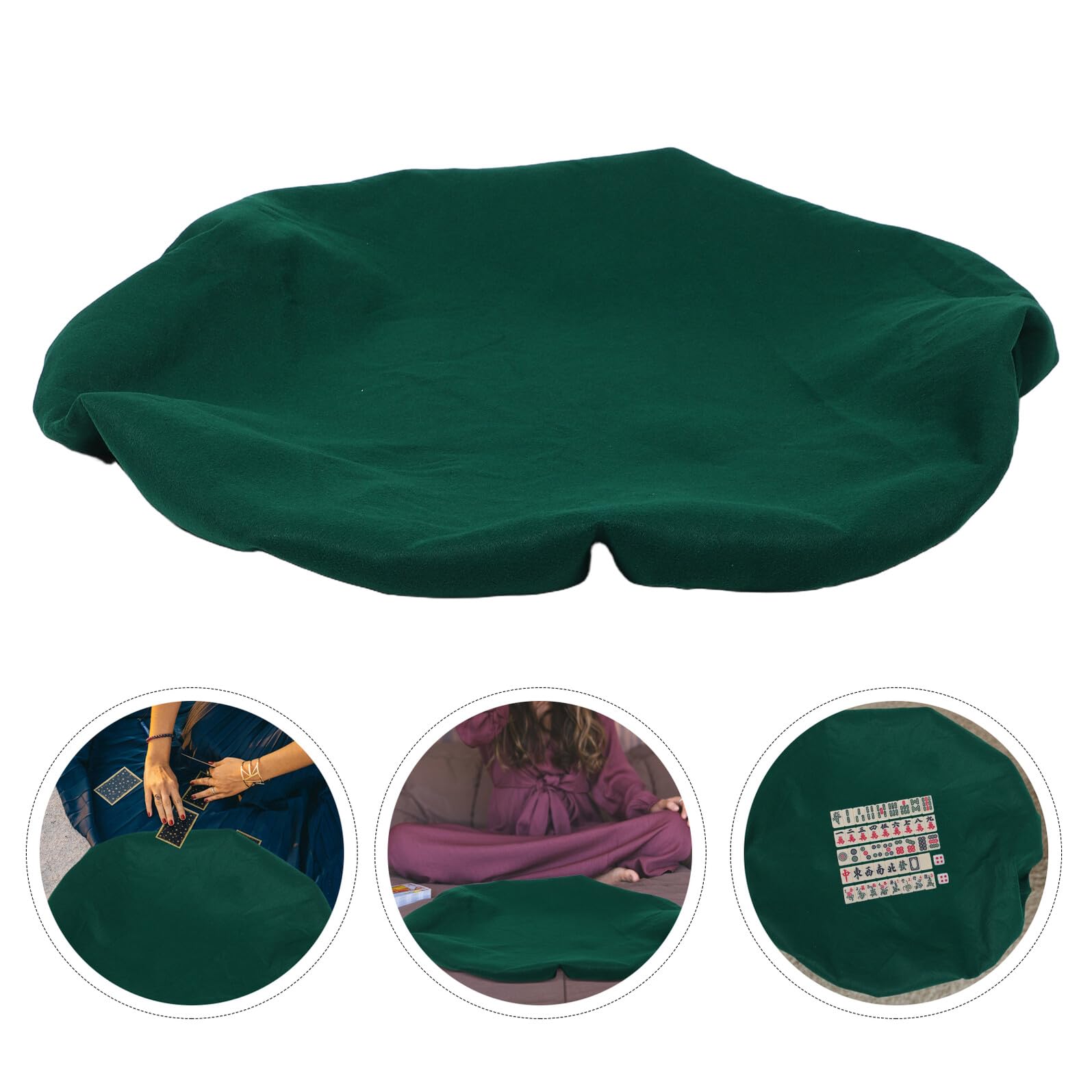 Tapete de Juego de Mesa de Mahjong Antideslizante y Fácil de Limpiar, Mantel Redondo de Fieltro Verde Diseño Grueso para Protección en Eventos Sociales