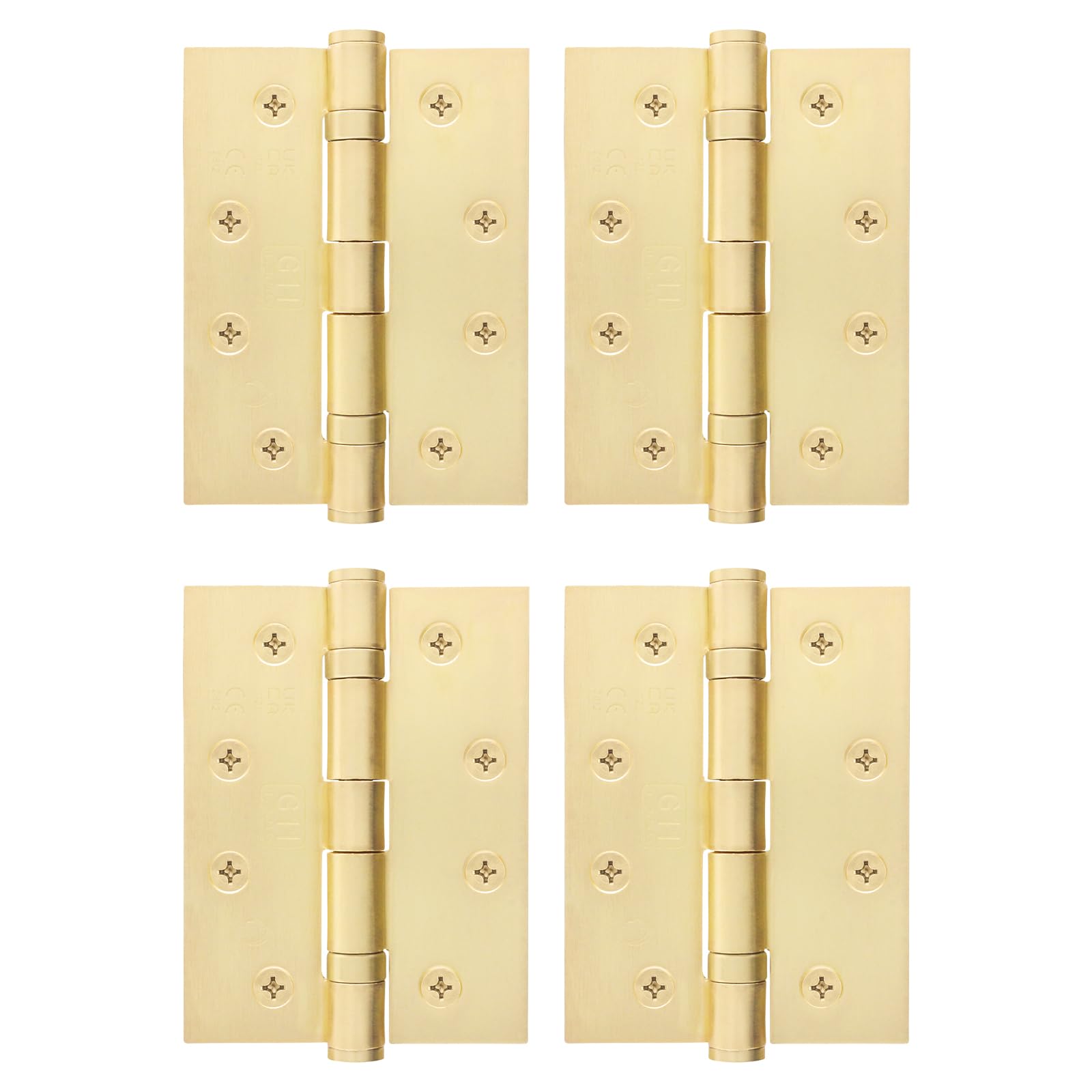 EAI Brass Door Hinges | 4 Inch / 102mm Satin Brass Internal Fire Door Hinges | 2 Pairs