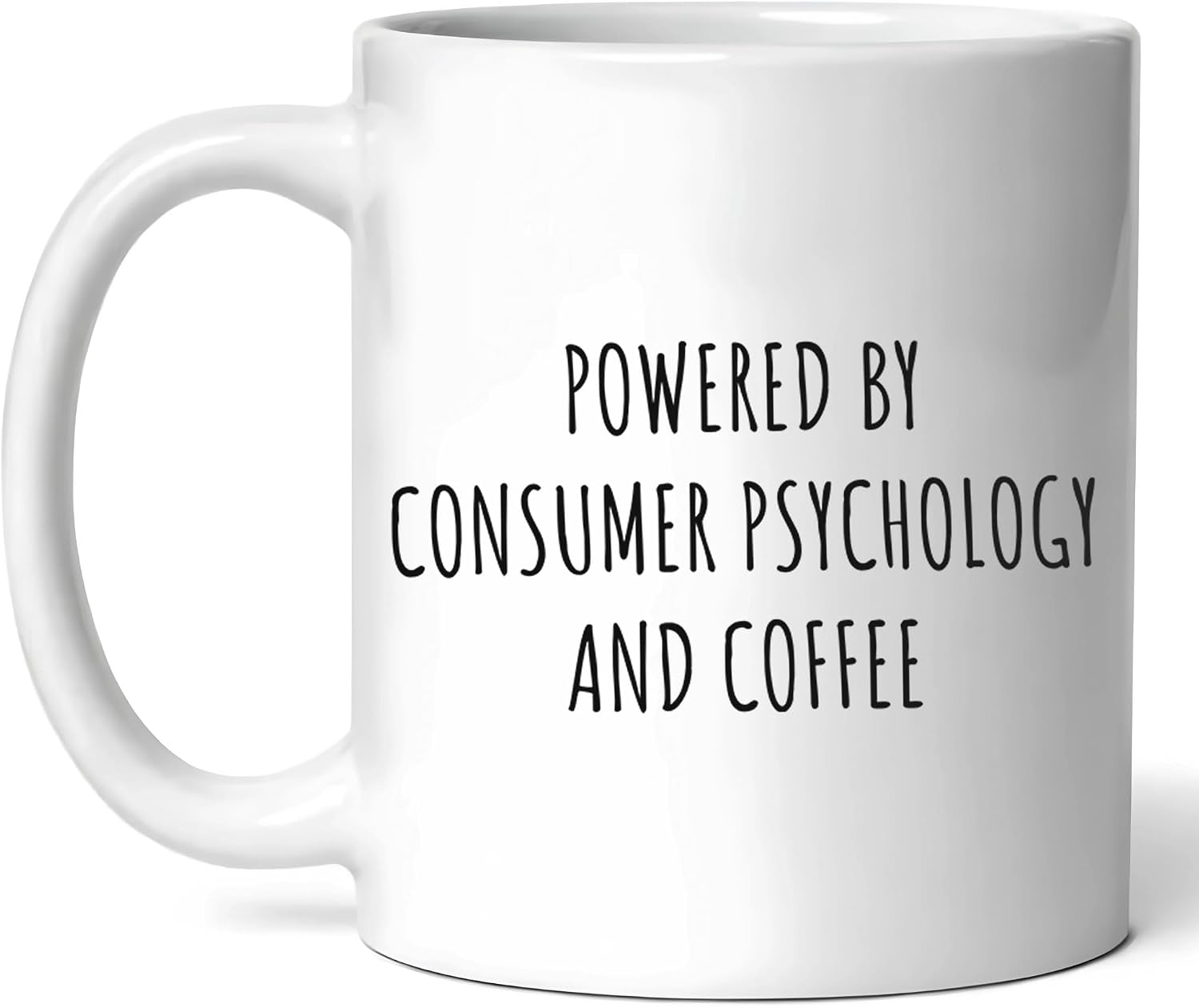 Powered By Consumer Psychology Mug – Buying Behavior Insights Coffee Cup – Funny Gift For Marketing Professionals – Market Trends Novelty Drinkware – 11oz Ceramic Mug For Shopper Motivation