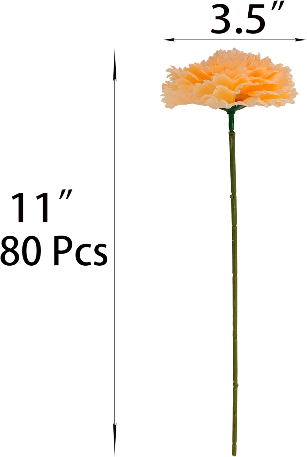 Artificial Champagne Carnation Flower, 80pcs Silk Faux Flower Heads with Stem, for DIY Wreath, Wedding Decor, Handmade Flowers, Table Centerpieces, Home Decor, Baby Shower, Graduation Decor (80)