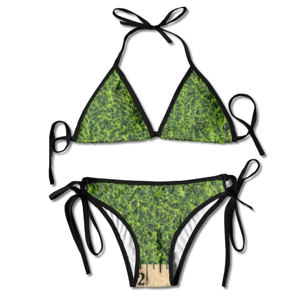 Osmykqe Womens Sexy Bikini Sets Bathing Swimsuits Tie Back Sports Life Grass Flower Print Black