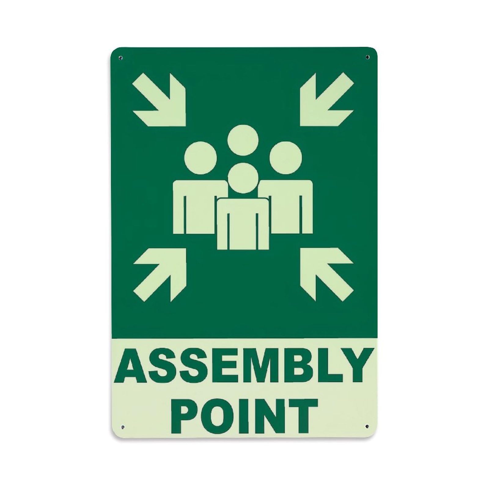Nestemfo Vintage Assembly Point Safety Sign Pattern Tin Sign Metal Sign, Living Room,Bar, Home, Bedroom Wall Decor,Retro Metal Poster 8X12 Inches