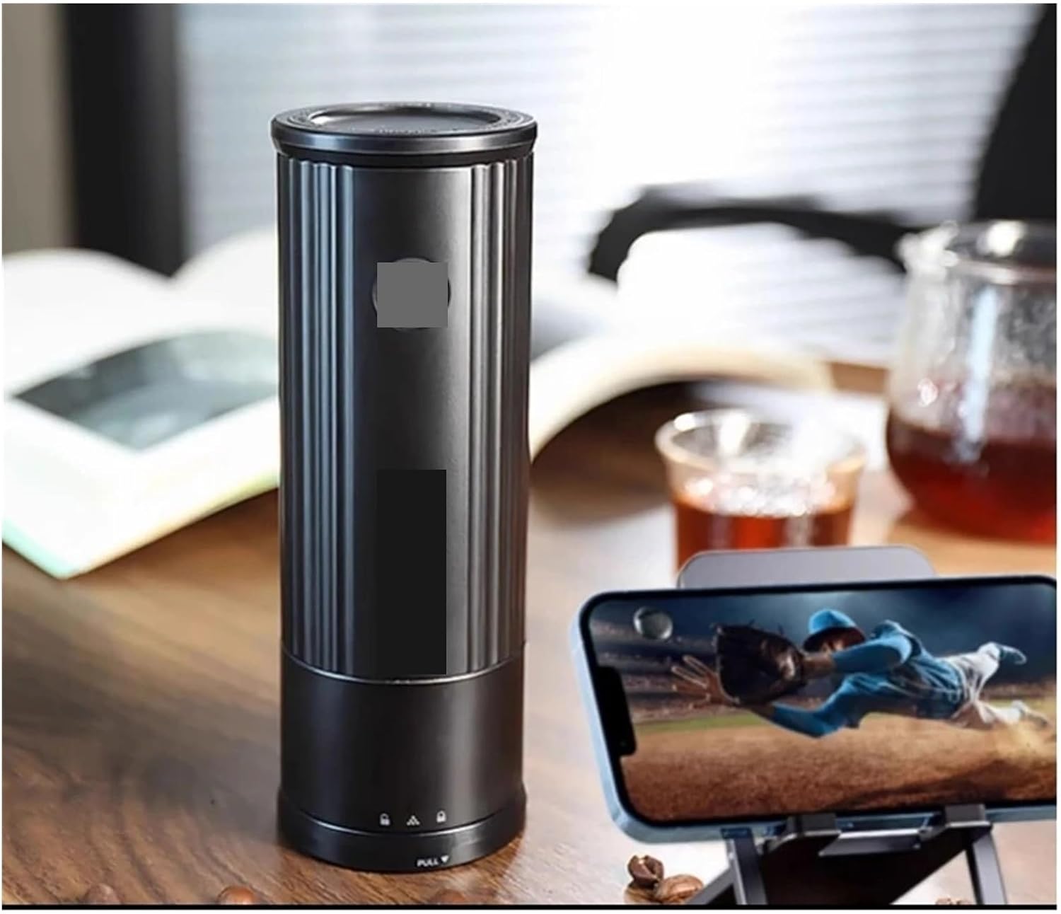 Portable Coffee Machine, 2Pcs Mini Portable Coffee Grinder USB Electric Bean Grinder 6 Core Bean Grinder,for Outdoor Travel Picnic(White)