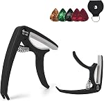 Quick-Change Capo for Acoustic and Electric Guitars | ABS Guitar Capo - Universal Stringed Instruments Accessories, for 6-String Acoustic & Electric Guitar Bass Mandolin Ukulele Banjo Bass, with Picks
