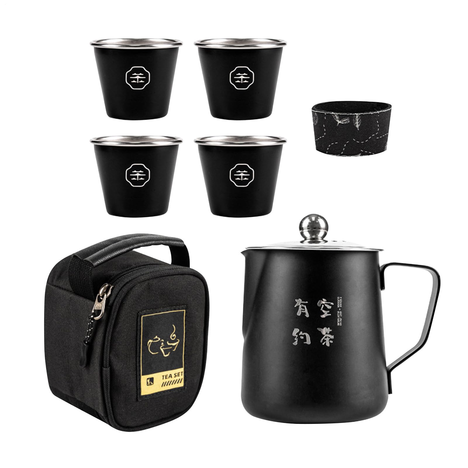 Service à thé de voyage en acier inoxydable et son set de tasses haut de gamme