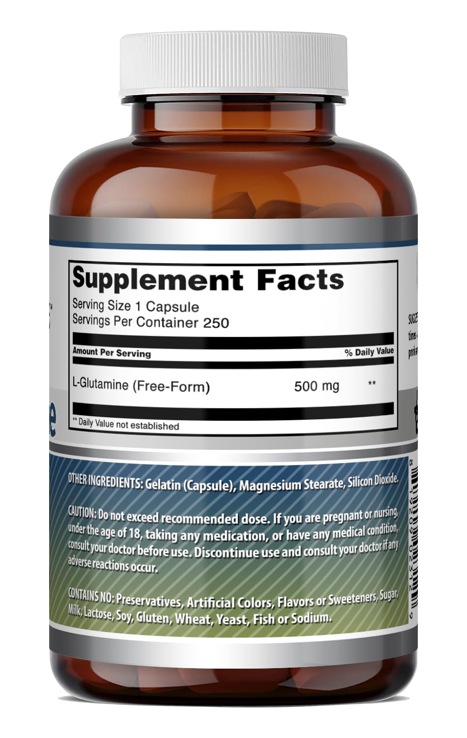 Amazing Formulas L-Glutamine 500 Mg Amino Acid Supplement | Capsules | Gluten-Free | Made in USA (1 Pack | 250 Count) — Amazon image 4