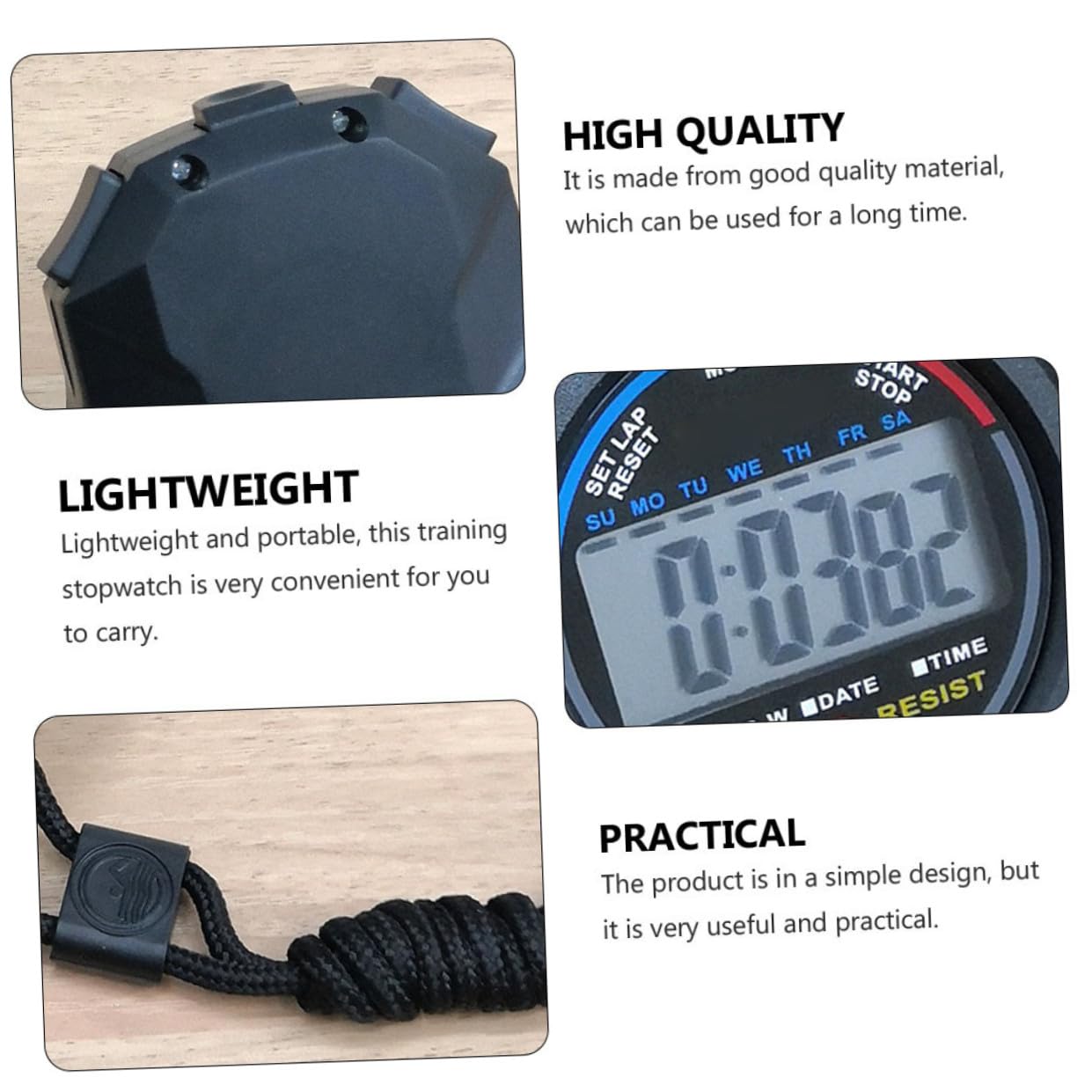 Cronometro Digitale Elettronico Zsd-009 6 Pezzi in Abs Nero | Portatile, Leggero e Pratico, per Partita e Allenamento, Set da 6 Pezzi