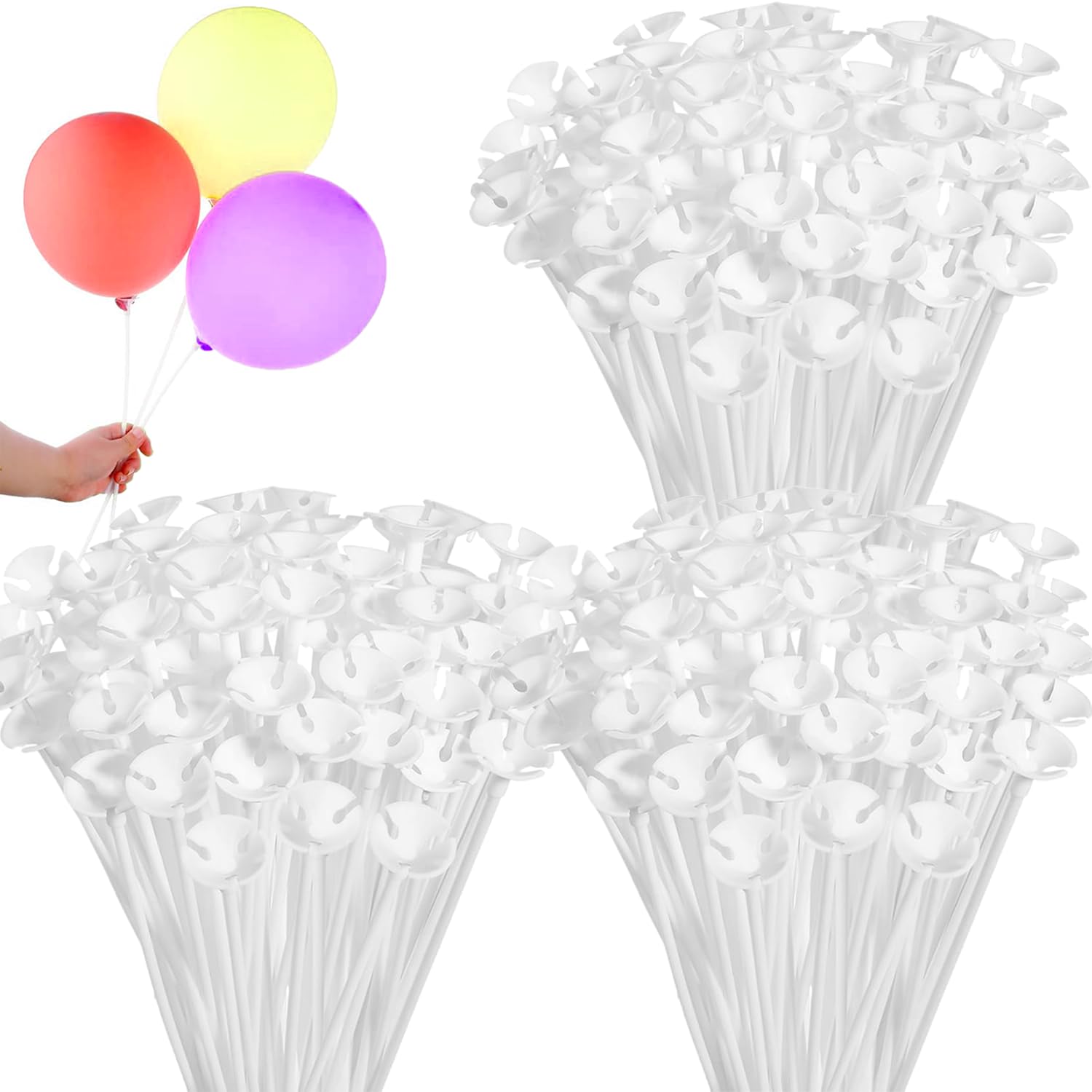 300PCS Plastic Balloon Sticks 12 inch Balloon Sticks with Cups, Balloon Holder Sticks Balloon Sticks with Holders for Party and Wedding Decoration