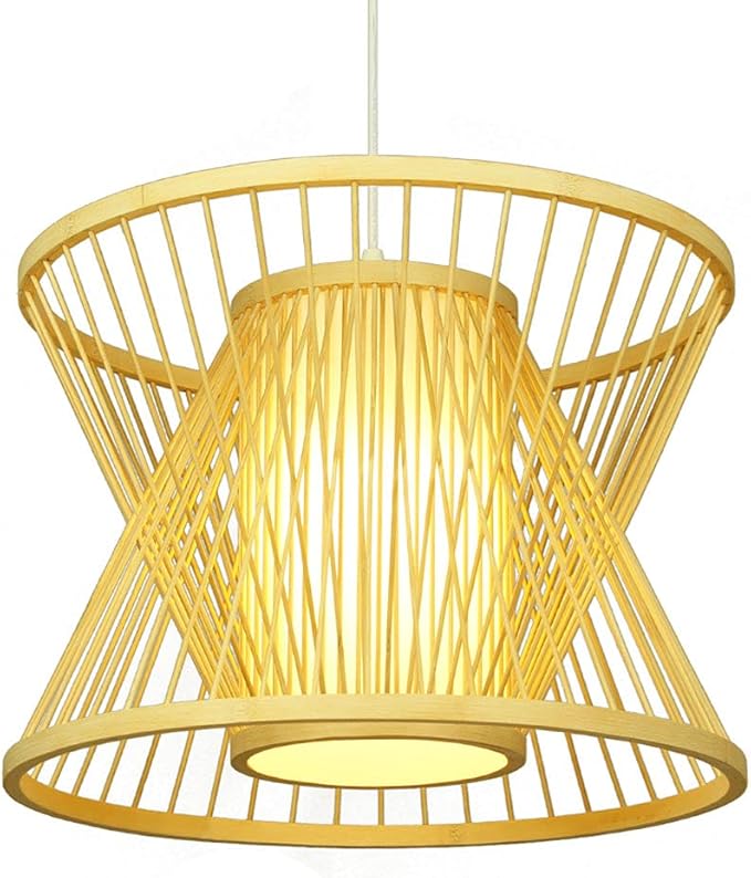 CSSYKV Bamboe Hanglamp Interieur Decoratieve Kroonluchter Slaapkamer Keuken Plafond Lichtgewicht Hanglamp E27 Retro Japanse Kroonluchter Idyllische Land Wind Houten Licht Schapen Tape Lamp