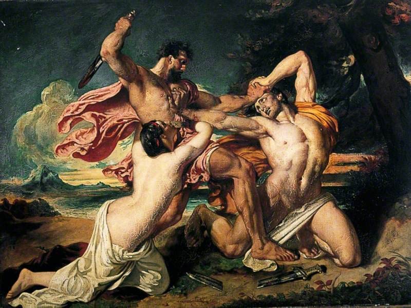 Poster William Etty il combattimento 58x90 cm, impression sur toile sans cadre pour décoration