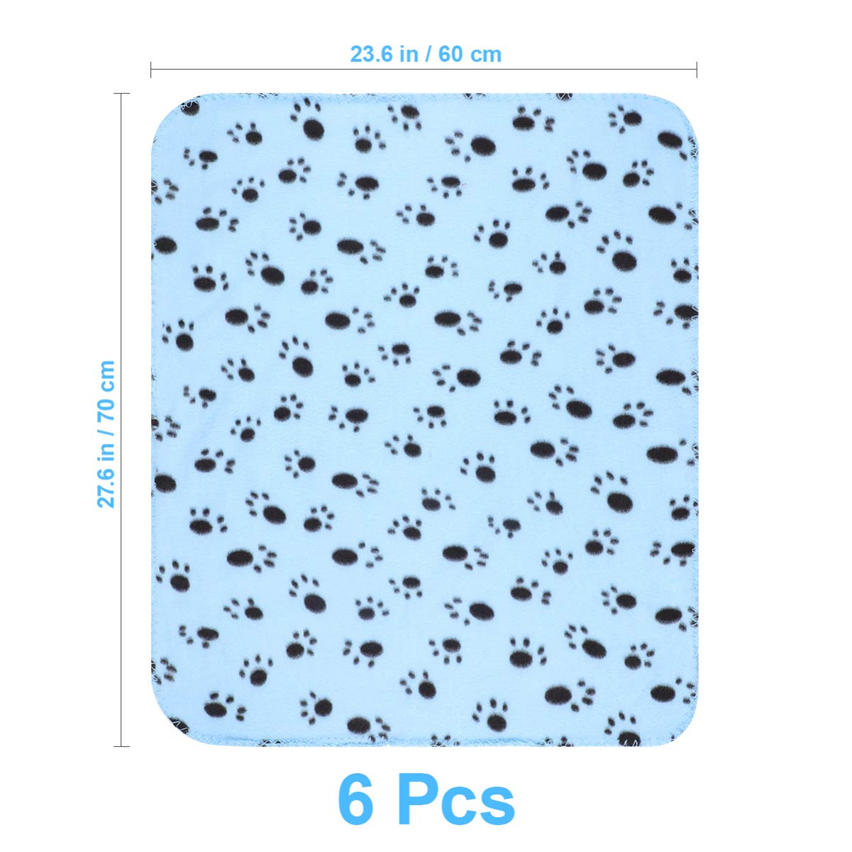 balacoo 6 Packungen/Set Haustierdecken Katzenvliesdecken Weiche Welpendecke Kissen Schlafmatte mit Pfotenabdruck Haustier Bettdecke für Hunde Welpen Katzen 60X70cm