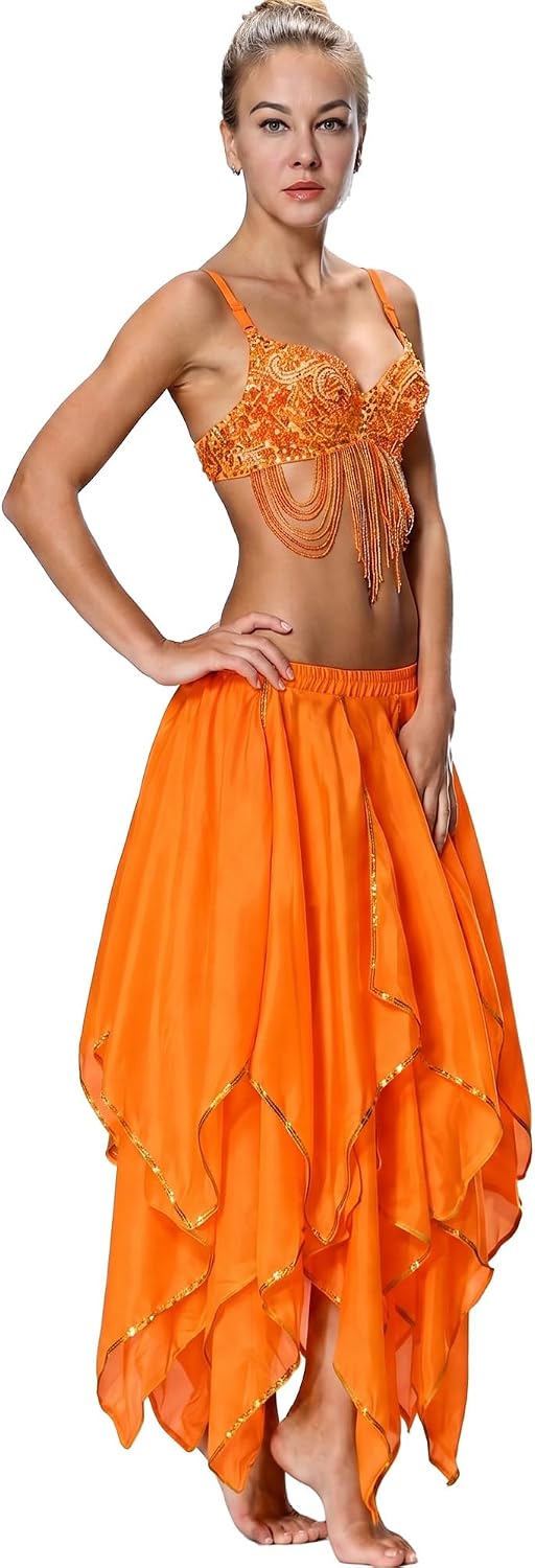 Seawhisper 10 Panel Handkerchief Skirt Women with Gold Sequins, US2-US10
