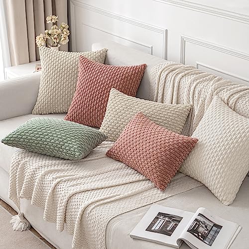 Miulee 2P_BOLUOMAISHUI_1818_1 Throw Pillow Covers Soft Corduroy Decorative Set Of 2 Boho Striped Pillow Covers Pillowcases Farmhouse Home Decor thumb #7