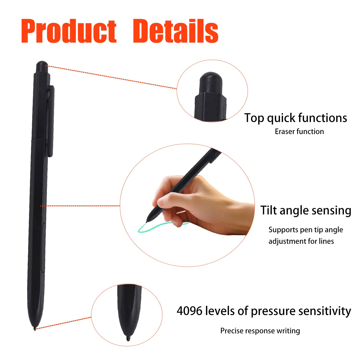 4096 Penna con gomma per BOOX Pen 2/3 compatibile con Note Air 3C, 3B/W, Note Air 2/2 Plus e Tab Ultra C Pro per BOOX Tablet Go 10.3