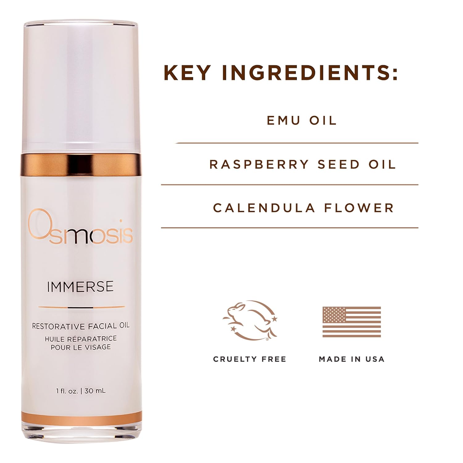 OSMOSIS IMMERSE Restorative Hydrating Facial Oil with Emu and Raspberry Seed Oil, and Calendula Flower, 1 fl oz - Image 4