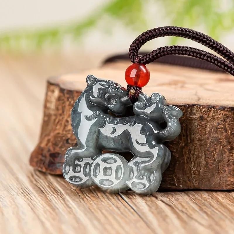 Pendentif Tigre en jadéite verte de grade A véritable collier chunky - 3