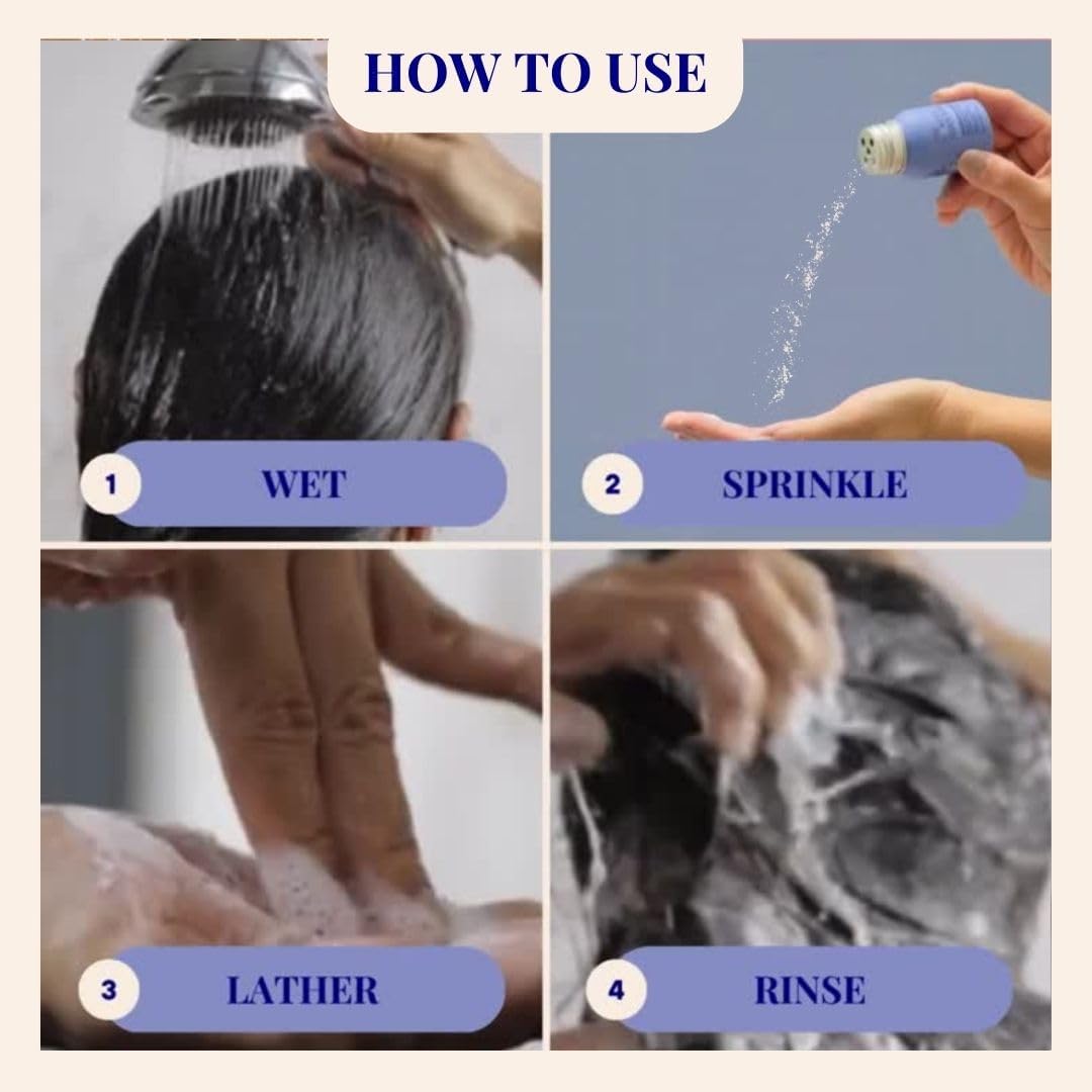 The Powder Shampoo - Powder Shampoo Aluminum Bottle Relaxing Night Body Foam Wash (Butterfly Pea Flower, Lavender & Chamomile) - 2.47 oz