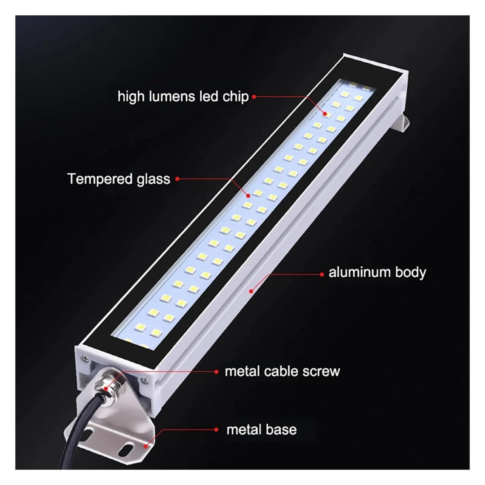 Lampa tokarska CNC LED AC DC IP67 Wodoodporna olejoodporna obrabiarka Światło robocze Stop aluminium 22CM-53CM do warsztatu/garażu(53cm-Cool white,110-230v)