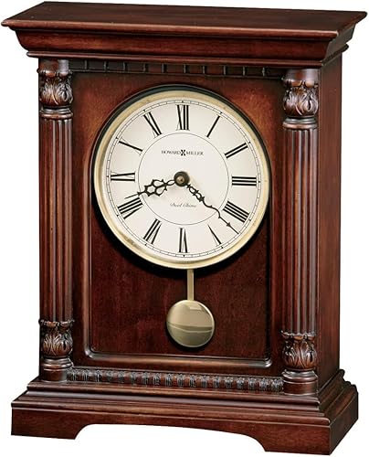Howard Miller Lewiston - Reloj de repisa II 549-727 - Acabado de cereza Hampton, decoración vintage para el hogar, péndulo con acabado de latón,