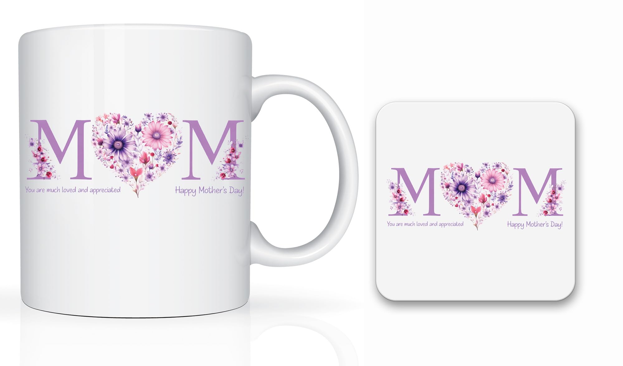 Star Online Personalised Mother’s Day Gifts for Mum, 11oz Ceramic Coffee Cup, Birthday Present for Stepmum, Grandma from Daughter, Son (Mum Heart Floral)