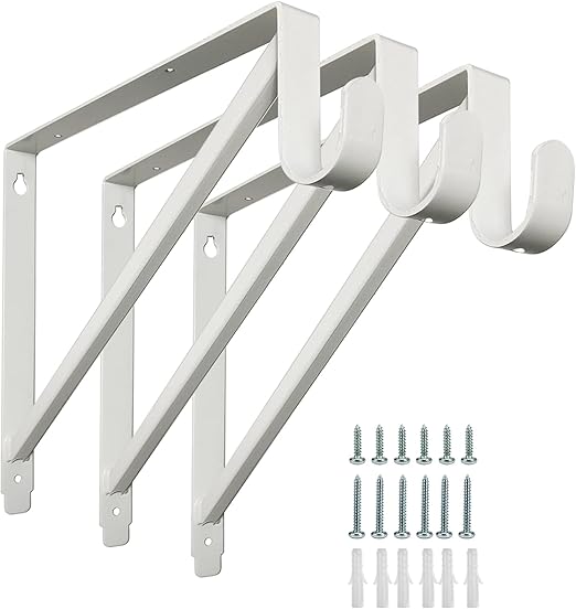 Heavy Duty Closet Shelf and Rod Brackets (White, 3 pack