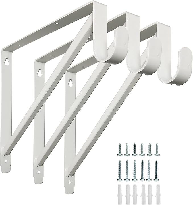 Heavy Duty Closet Shelf and Rod Brackets (White, 3 pack) Home & Kitchen