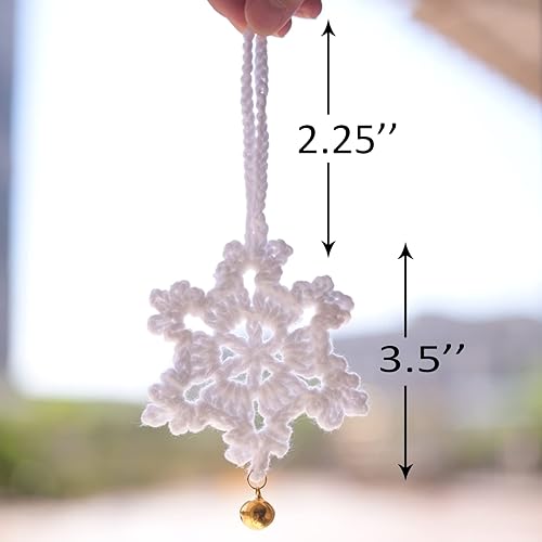 Miniatura 2 de Adornos de copo de nieve de ganchillo (4 unidades), decoración de árbol de Navidad, adorno colgante de pared para decoración del hogar