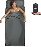 Frelaxy Sleeping Bag Liner, XL Travel Sheet & Camping Sheet for Backpacking, Hotel, Hostels & Traveling, Comfy & Easy Care, Full-Length Zipper/No Zipper, 4 Seasons Warm Cold Weather, Adults & Kids