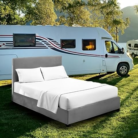 PUZMUG Short Queen Size Sheets (60" x 74") Inch, Camper Bed Sheets 800 Thread Count 100% Pure Egyptian Cotton 4Pcs RV Sheet Set fit Upto 10" Inch Deep Mattress - White Solid Cover