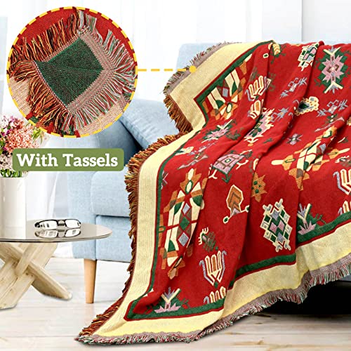 Boho Throw Blanket Western Bohemian Room Decor Soft Tribal Aztec Blanket With Tassel Decorative Blanket For Couch Bed Loveseat 51X71 Inch Southwest Outdoor Blanket For Travel Beach Camping #TOP2