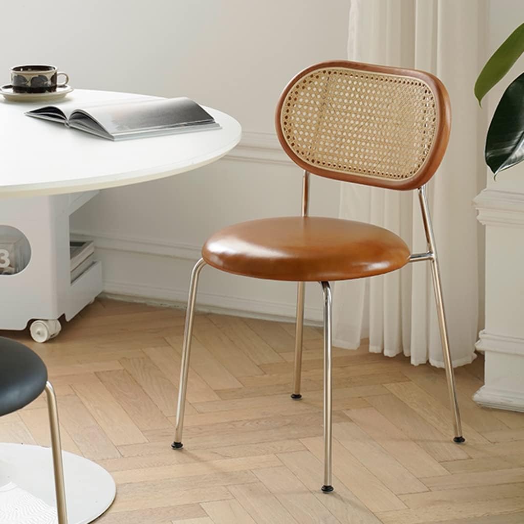 TemkIN Patio Dining Chairs, Rattan Chair, Lazy Backrest Balcony Lounge Seat, Outdoor Garden Dining Chairs, Home Casual Chair (Color : GRIS A, Size : 43 * 42.5 * 77.5cm)