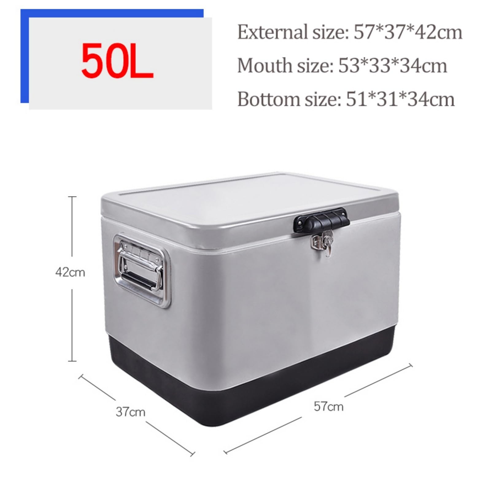 Hielera empotrable, depósito de Hielo Integrado con Tapa, Caja de Acero Inoxidable para conservar la frescura, Barra de Hielo para Cocina Exterior para Bebidas frías de Vino y Cerveza(50L)